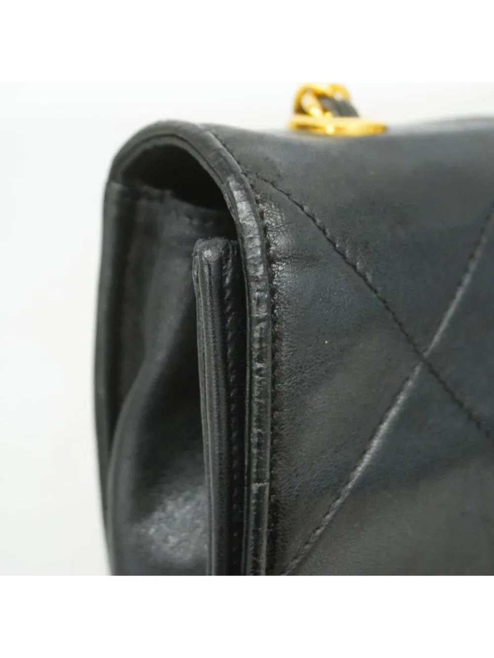 Chanel Shoulder Bag Lambskin Black Gold